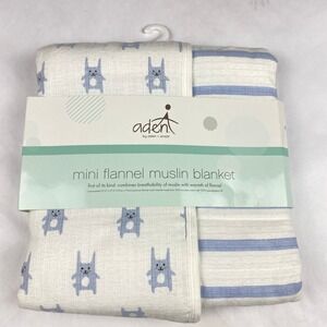 NWT Aden by Aden + Anais Mini Flannel Muslin Blanket - Rabbit